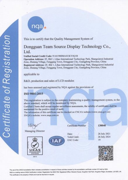 CHINA Team Source Display Certificações